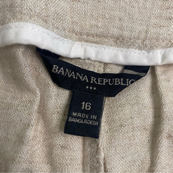 NWT Banana Republic Tan Cream Linen Blend Flowy Chino Shorts Belt Pockets 16 - Picture 3 of 13